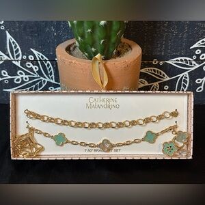 Catherine Malandrino 2 PC Tiffany Blue Clover Bracelet Set